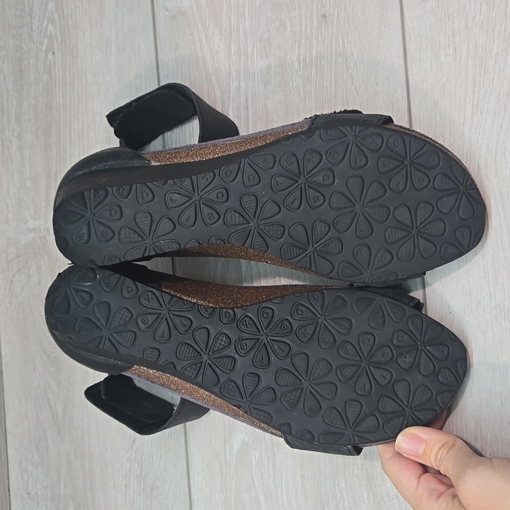 Aetrex Women Becca Strap Ankle Hook&loop Wedge Leather Sandals shoes sz 8.5 - Picture 10 of 11